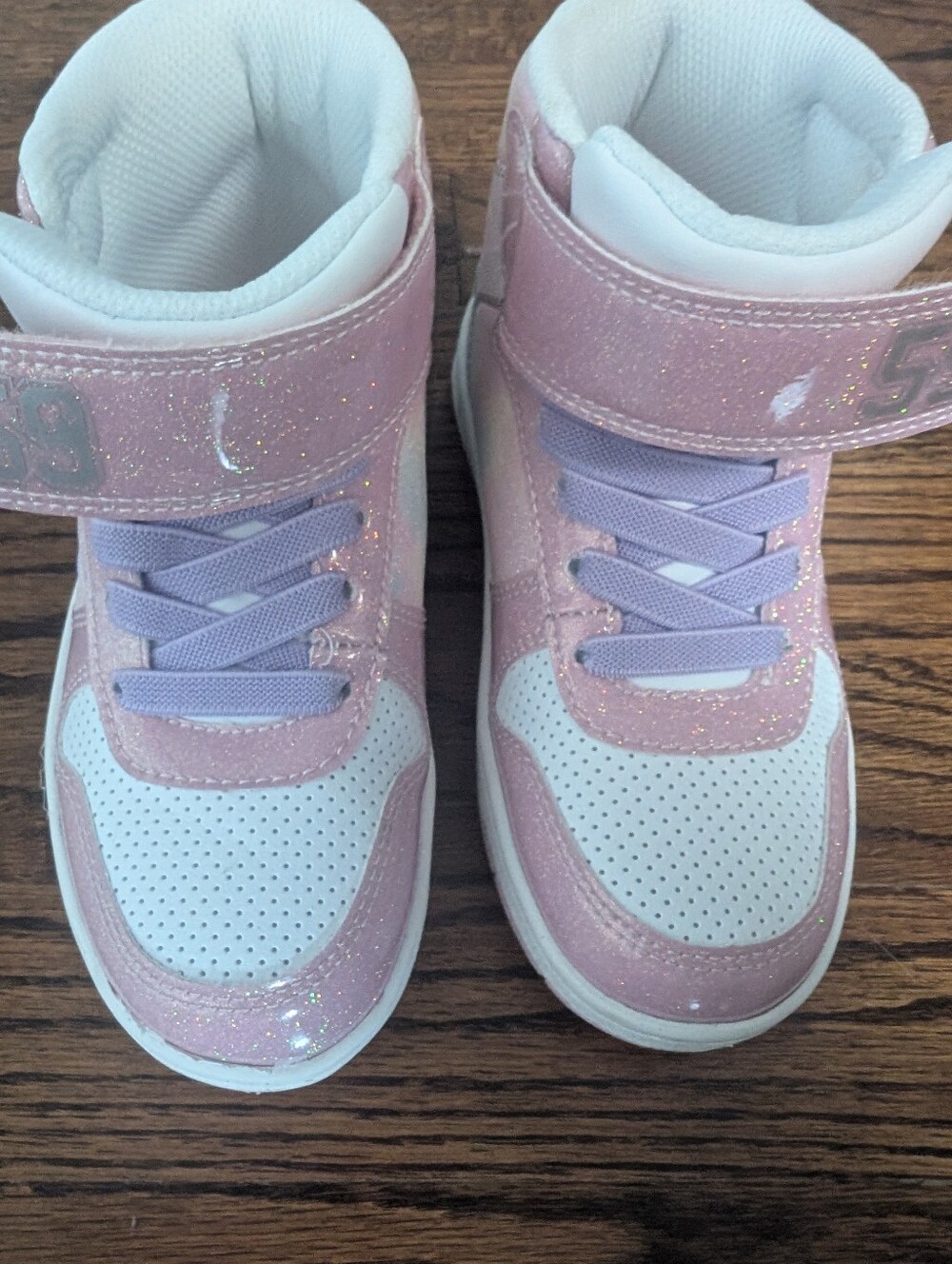 Barbie Pink Glitter High-Top Sneakers with Lilac Laces